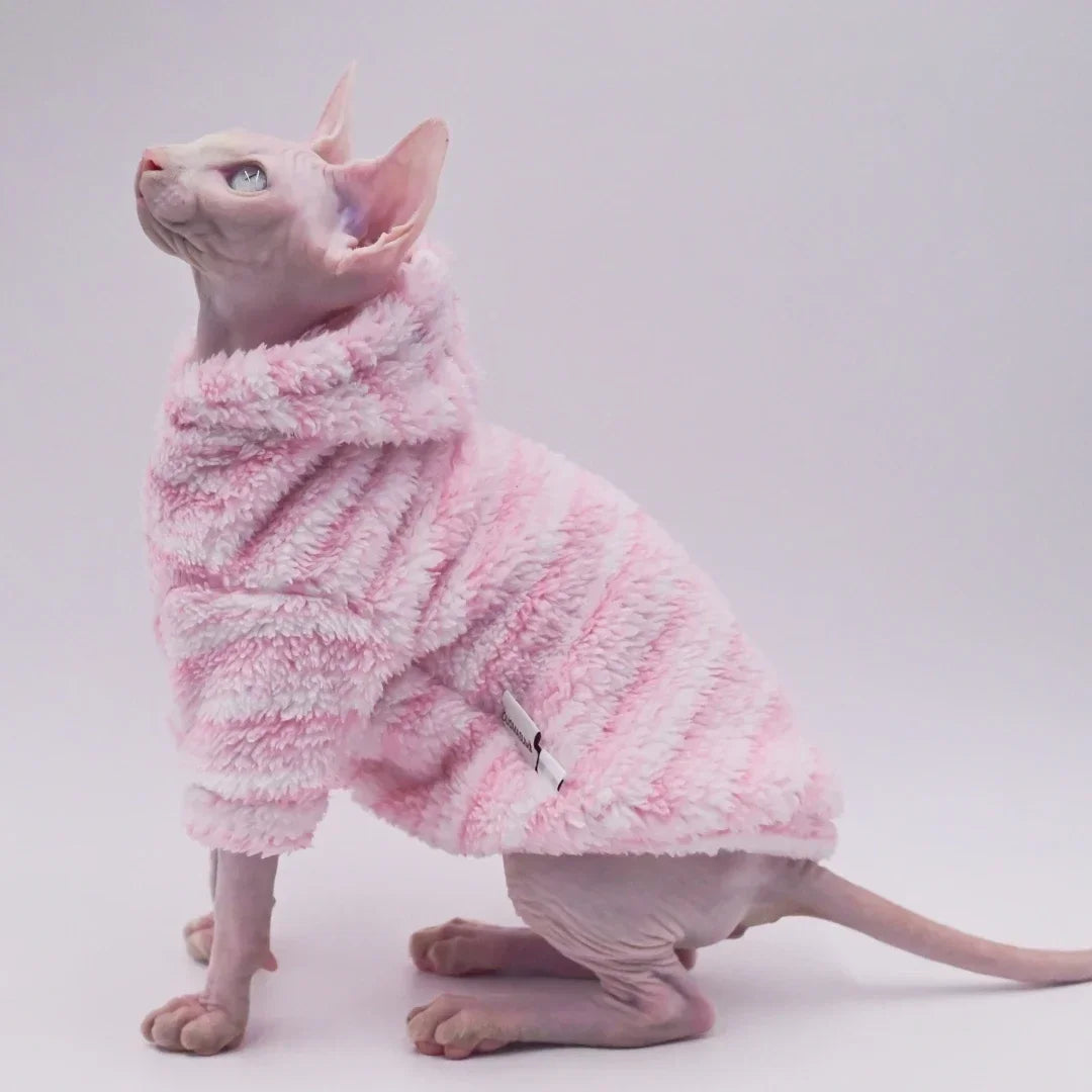 Soft Double-Sided Winter Cat Jacket - Warm Fleece Coat for Hairless Cats