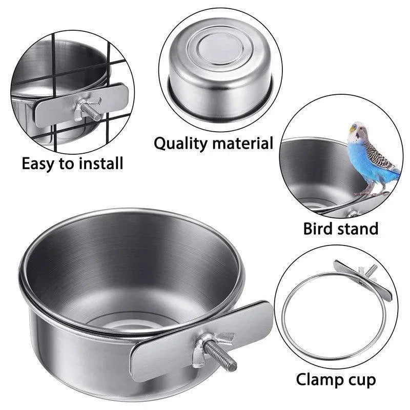 Stainless Steel Bird Feeder with Clamp Holder