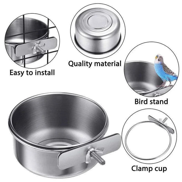 Stainless Steel Bird Feeder with Clamp Holder