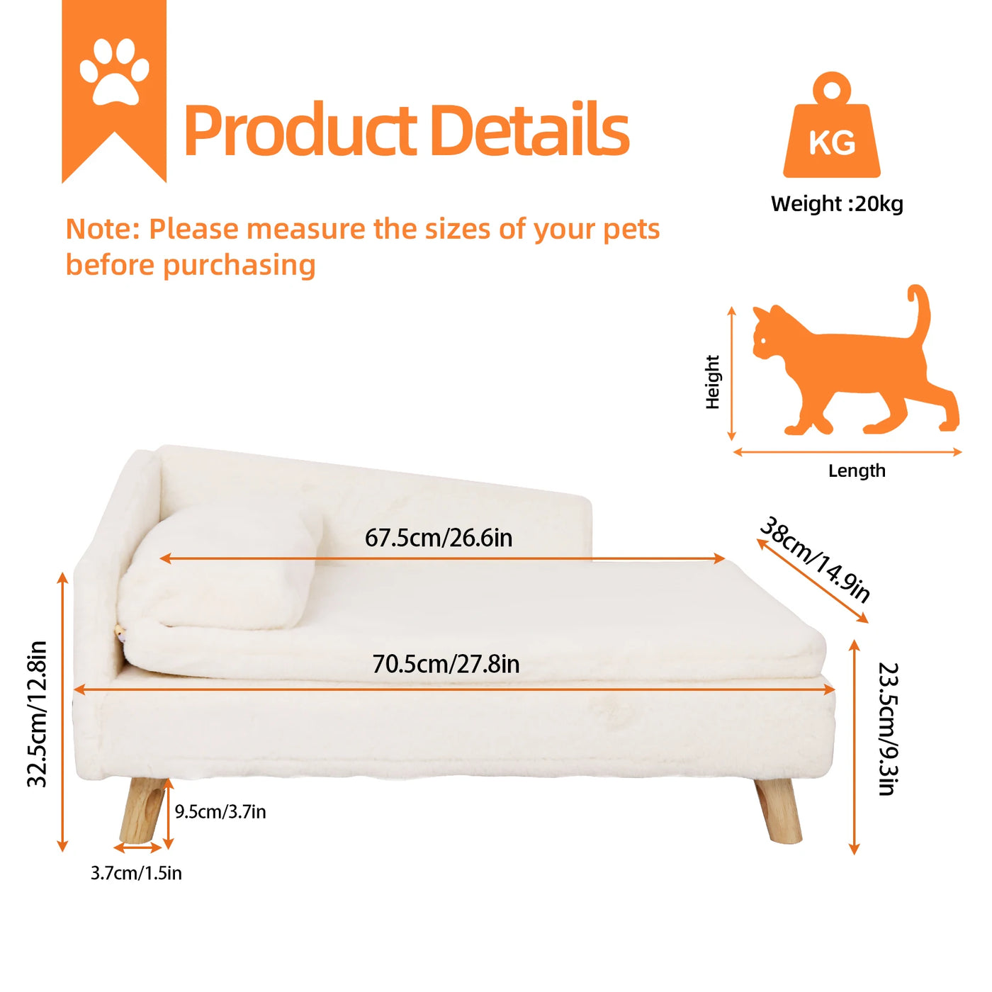 Nordic Elevated Pet Bed with Waterproof Cushion