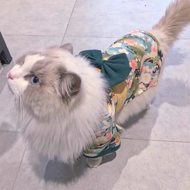 Japanese Style Pet Kimono - Lightweight Summer Coat for Cats & Dogs