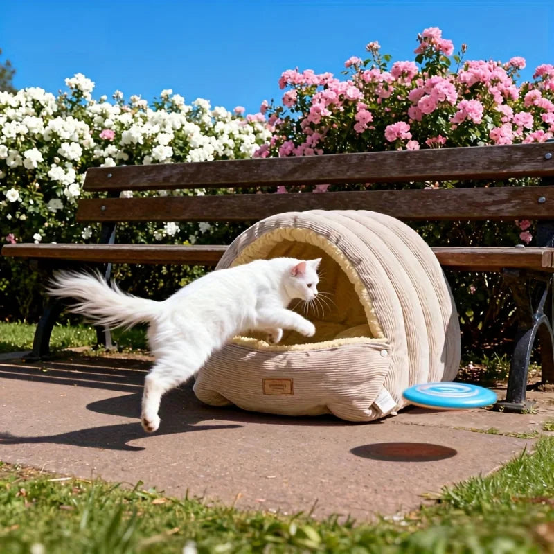 Premium Winter Warm Cat Bed - Soft Plush Pet Sleeping Cave