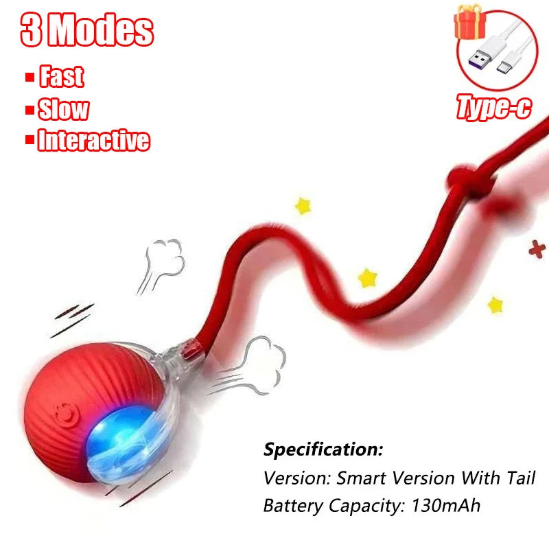 Interactive Cat Ball Toy - Automatic Rolling with Faux Tail