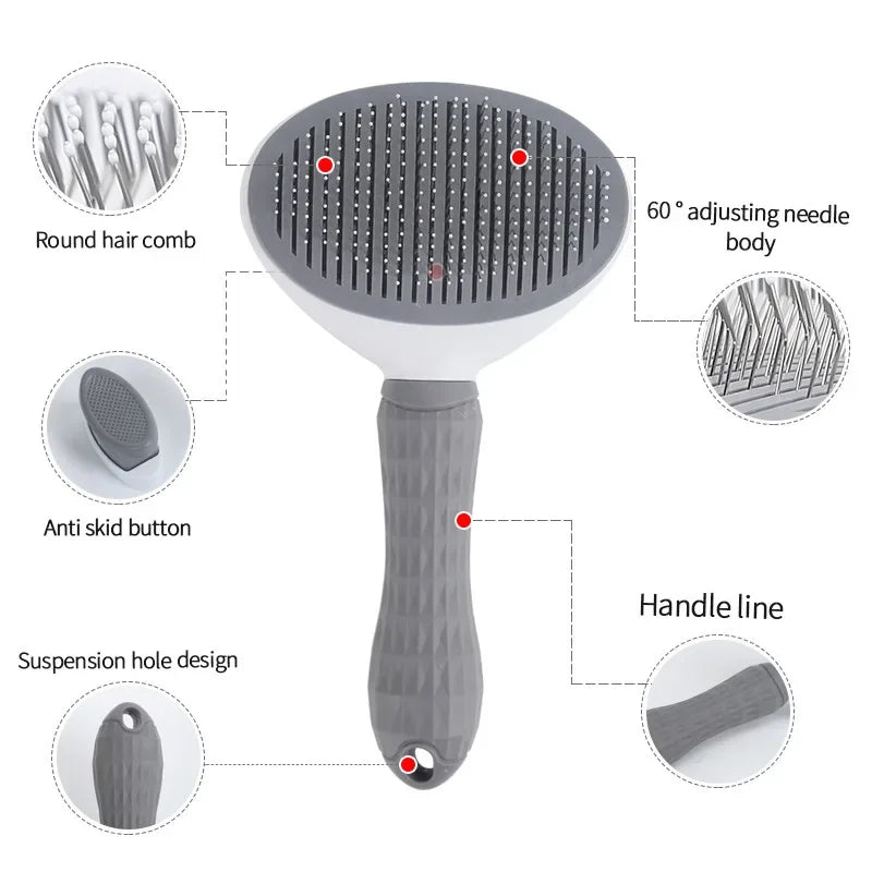 Self-Cleaning Pet Grooming Brush for Cats & Dogs
